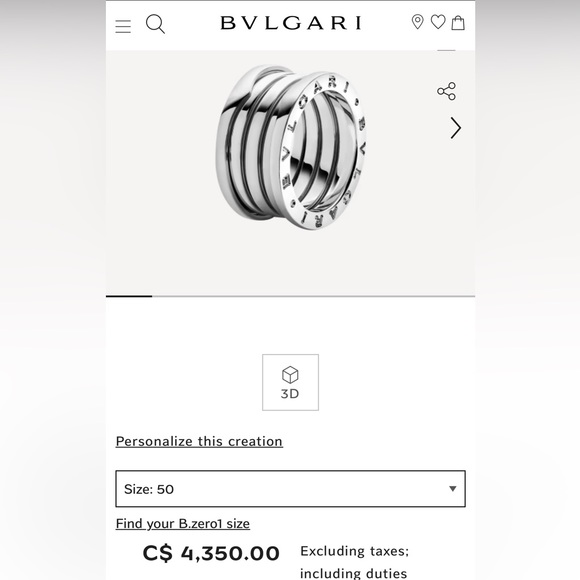 Bvlgari White Gold B.Zero1 Band Ring - Picture 7 of 7